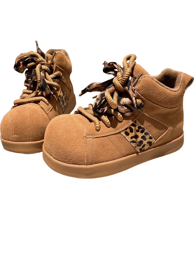 Picture 3: Aimixiao Flagip Store High-Top Leather Snarled Laces Large Head Capybara Design German Training oes Casual Sle