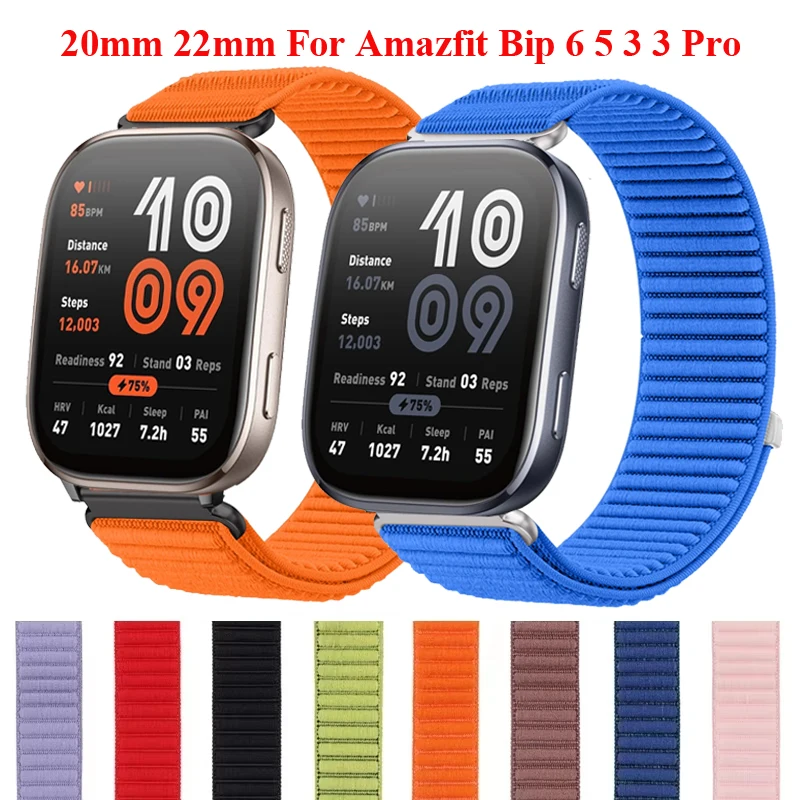 20mm 22mm Gewebtes Nylon-Armband für Amazfit Bip 6 5 3/Helio/Neo/Active 2/GTR 4/GTS 4 3 2 Mini/Balance 2/Cheetah Pro/Round/Sport Band
