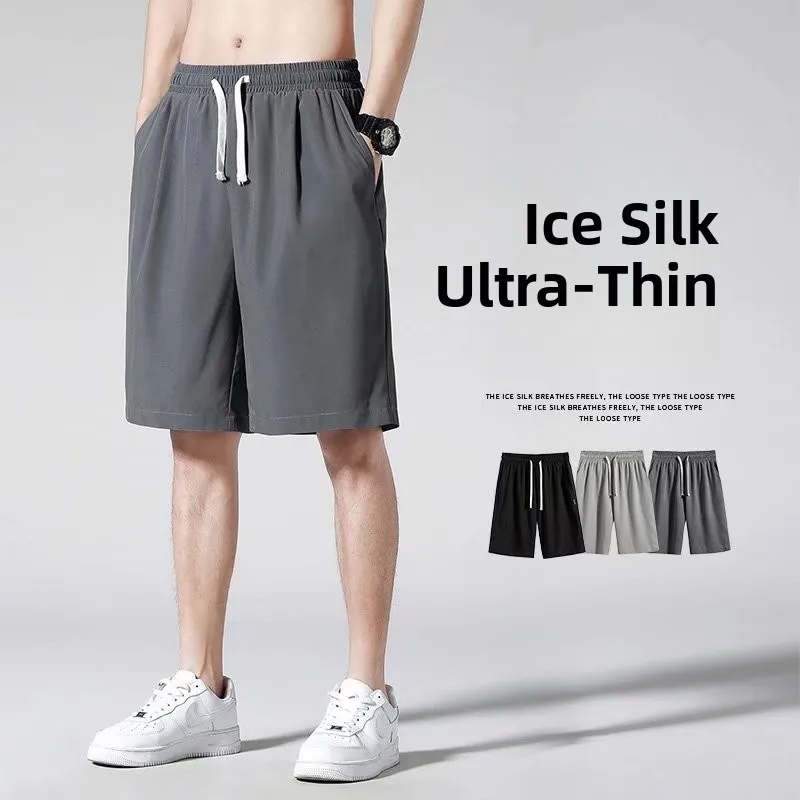 

Ice Silk Men's ort Pants Summer Thin Qui Dry Sports Running Couple Outdoor Home Four Loose Five Pants Youth Active Sle