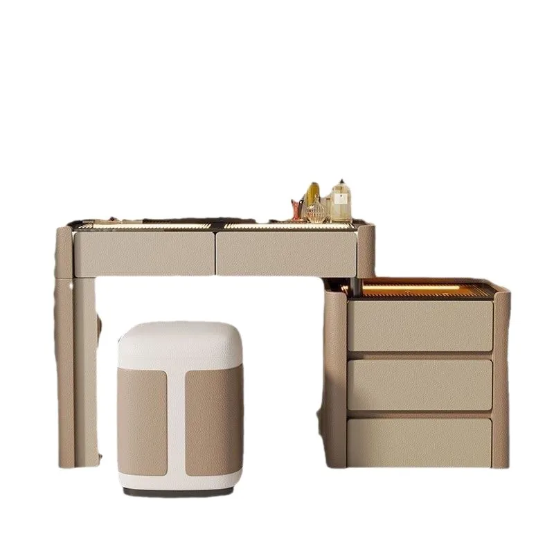 

Light luxury dresser bedroom high-end bedside storage cabinet makeup table solid wood chest cabinet integrated makeup table