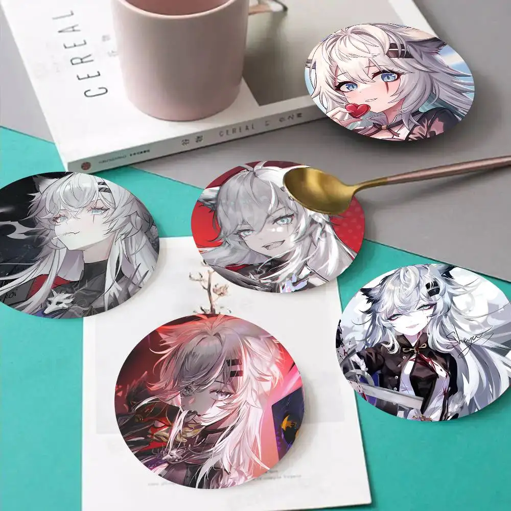 1pc Game A-rknights L-appland Wooden Coaster Colour Printing Cup Mat Home Desk Decoration Gifts