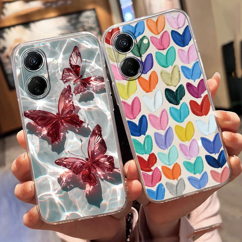 For Redmi 9A 9T 9AT 7A 13 4G 13C 13R 13C 12 Turbo 3 Note 12 12 Pro 13R Poco C65 M6 4G Gradient Glitter Butterfly TPU Phone Case