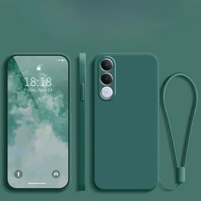 Für VIVO V70 FE 5G Objektiv-Kameraschutzhülle aus TPU für VIVO V70 FE V70FE Flüssigsilikon Matte Stoßfeste Hülle mit Trageschlaufe – Detail 11