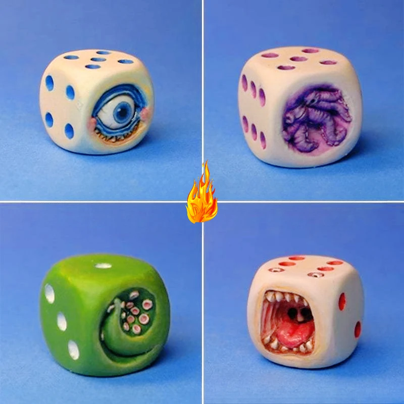 Dados de monstruo para Halloween, juegos de mesa para el hogar, accesorios de juguete, adorno divertido, chuchería, adorno artesanal de resina, adorno artesanal