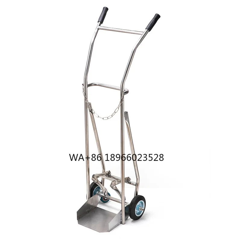 2023 Cylinder Trolley Gas Bottle Cart Stainless Steel Hand Truck Medical Oxygen Bottle Carrier Trolley