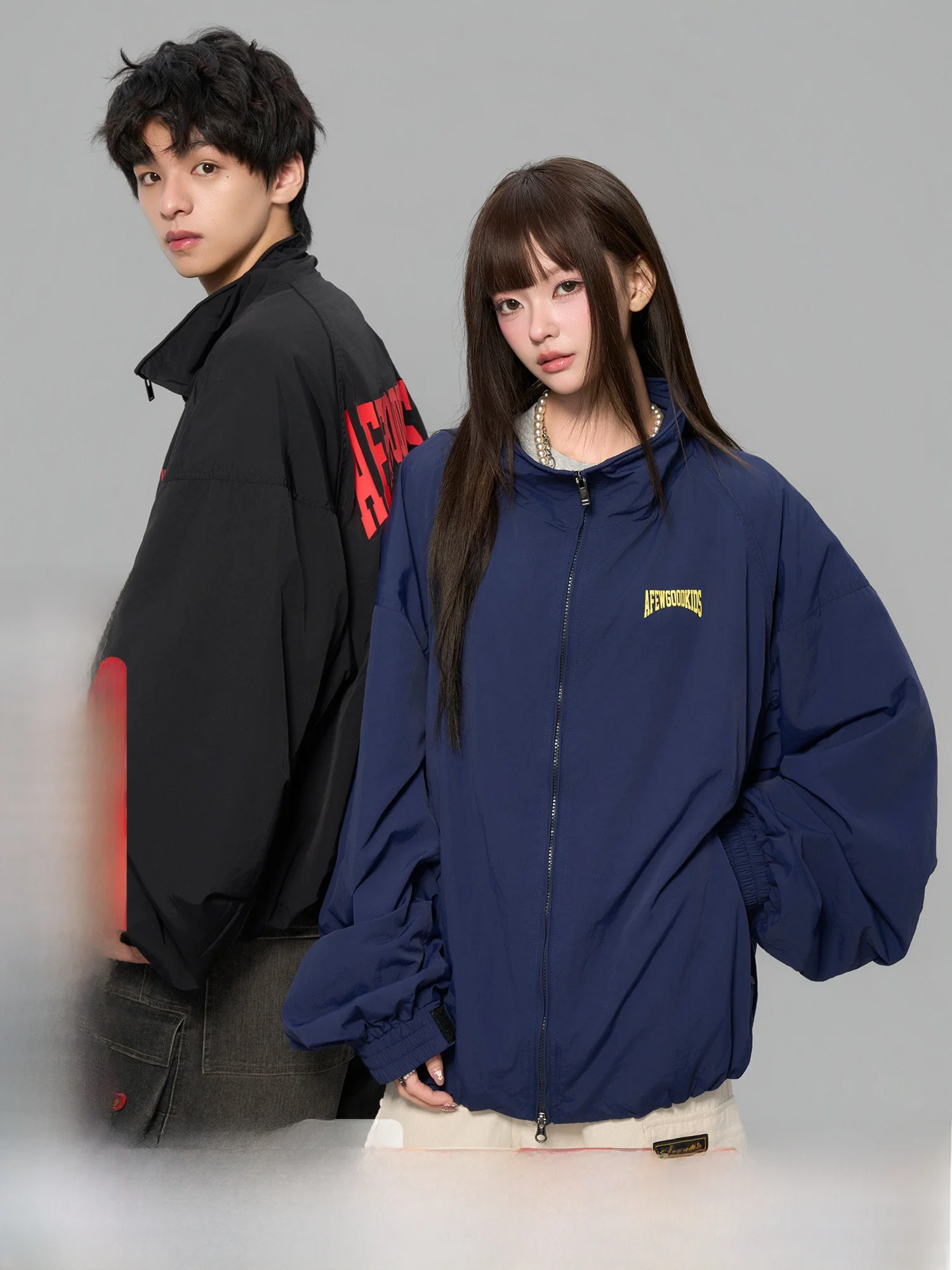 

Loose Nylon Jaet GK25FW Stand Collar Spring Autumn ex Retro American Pilot Top Men's Women's Fce Zipper Coat