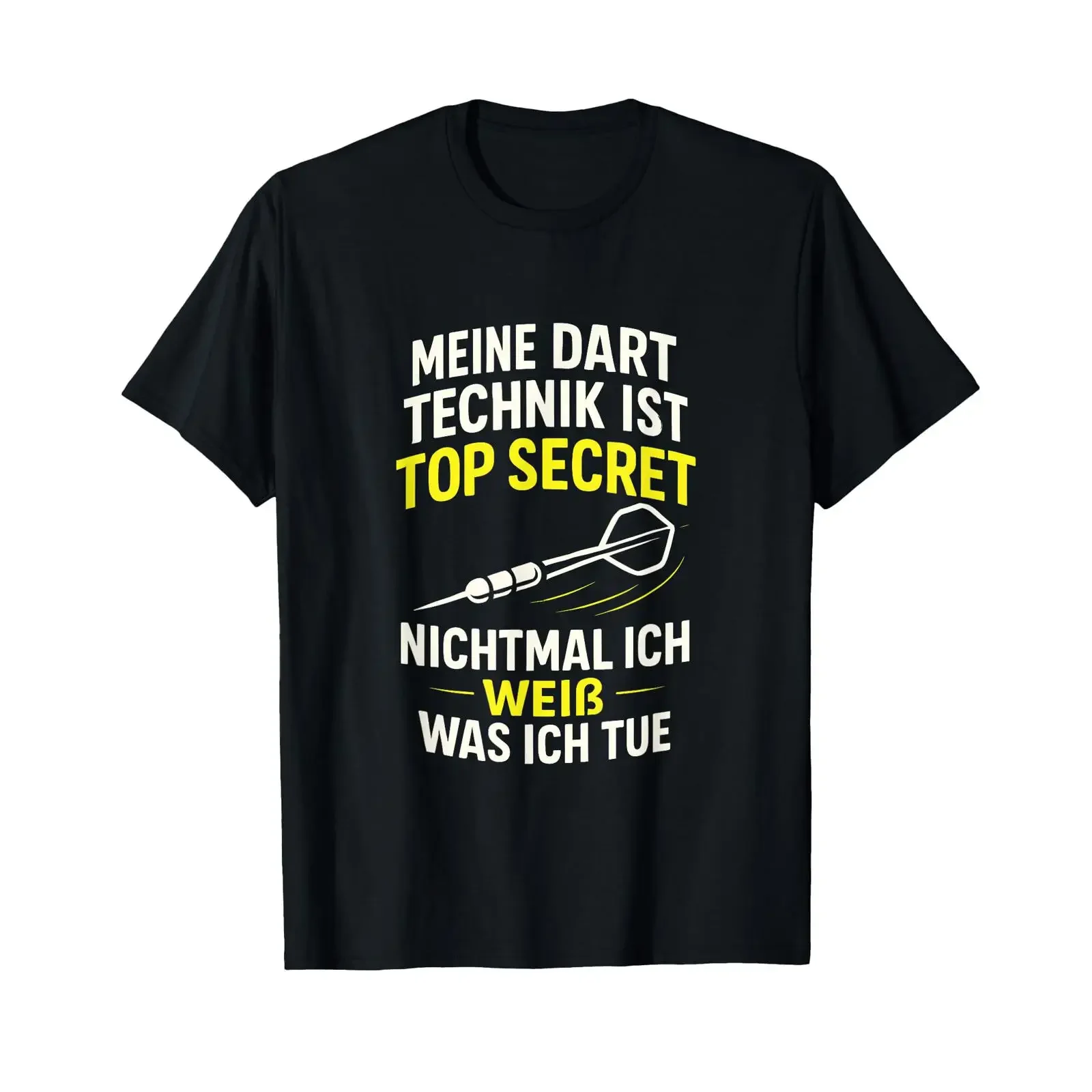 T shirt with German text Meine Darttechnik ist geheim Language vintage Washed Casual Unisex homme Top For Everyday Wear
