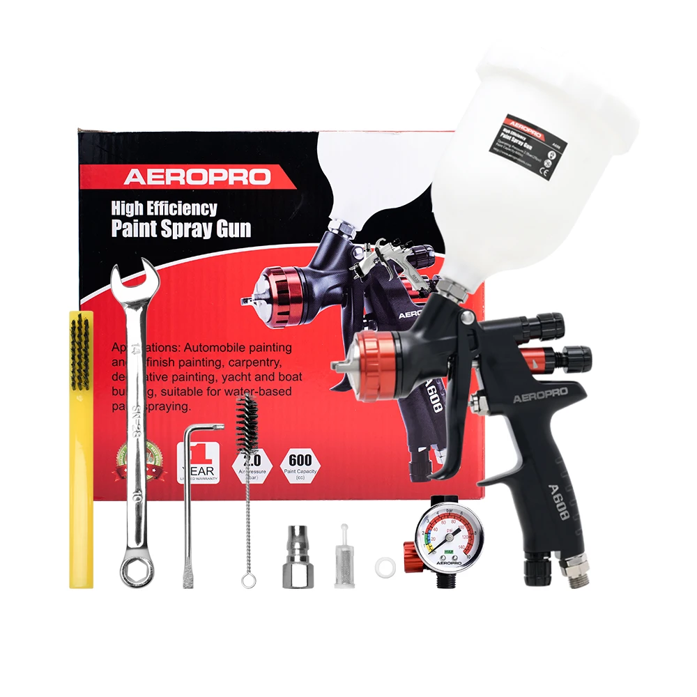 

HotAEROPRO A608 Professional High Efficiency Automotive Paint Spray Gun Wholesale 1.3mm Nozzle Size 600cc Cup for Car Painting