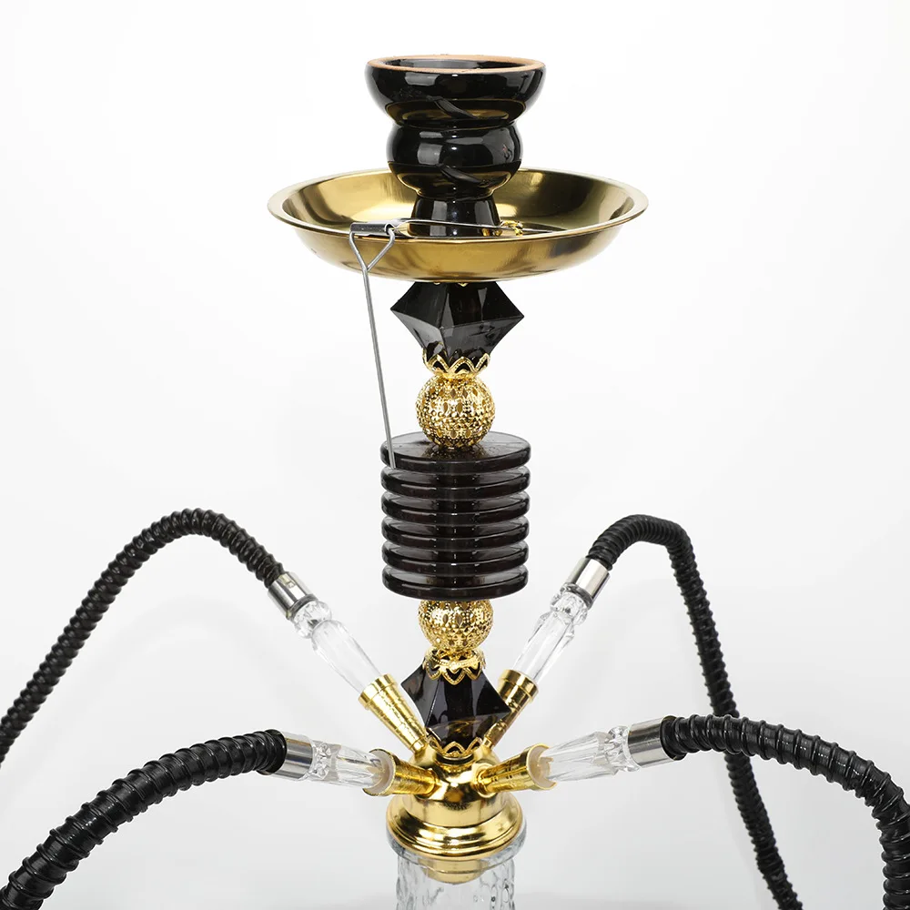 Imagem -05 - Arabian Conjunto Completo de Garrafa de Vidro Médio Hookah Bar Acessórios Cachimbo Completa Chicha Narguile Completa 4-pipe