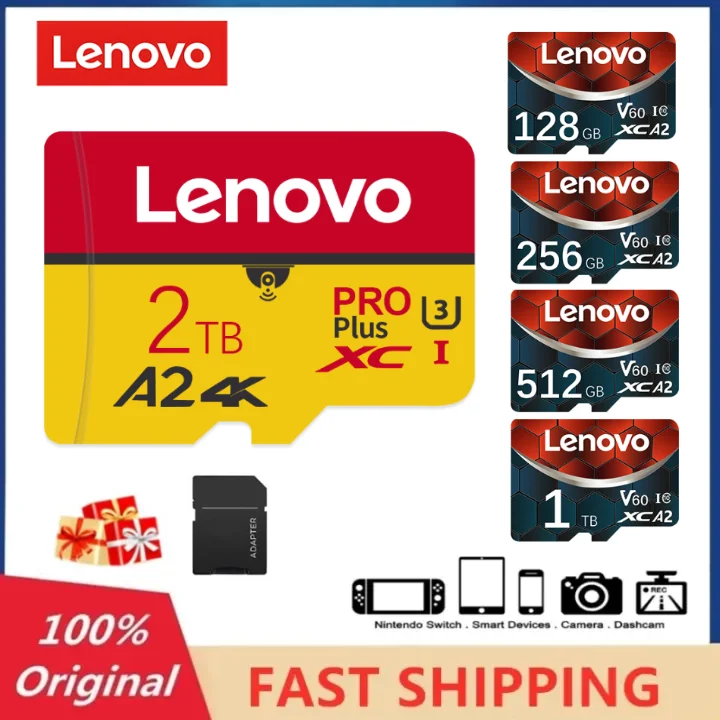 Lenovo-tarjeta Micro TF SD 100% genuina, 256G, U3, 128GB, 64G, 32G, tarjeta de memoria Flash Clase 10 para teléfonos móviles, UAV, ampliamente compatible