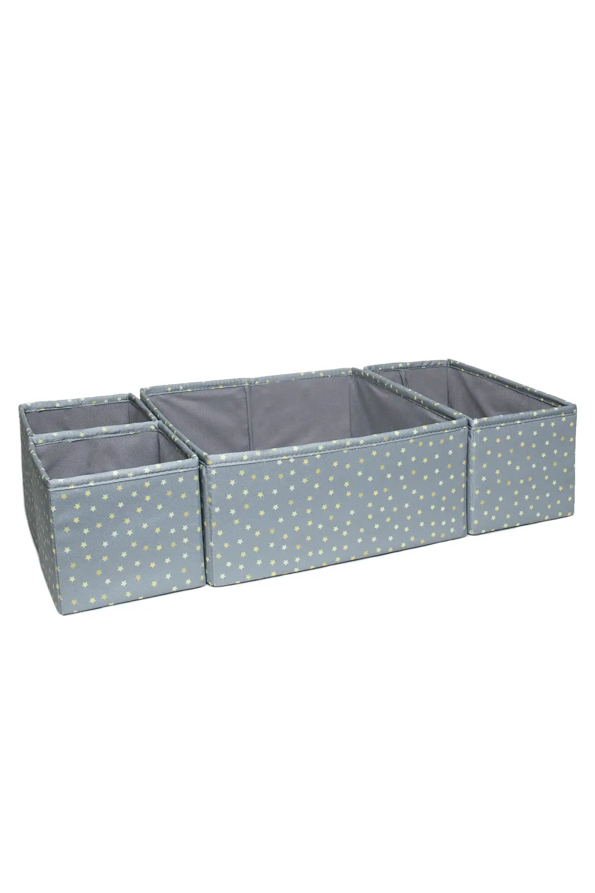 4 Pcs Lux Grey Quality Storage Box Organizer For Home For Office Star Pattern High Capacity Sundries Storage Box Made In Turkey