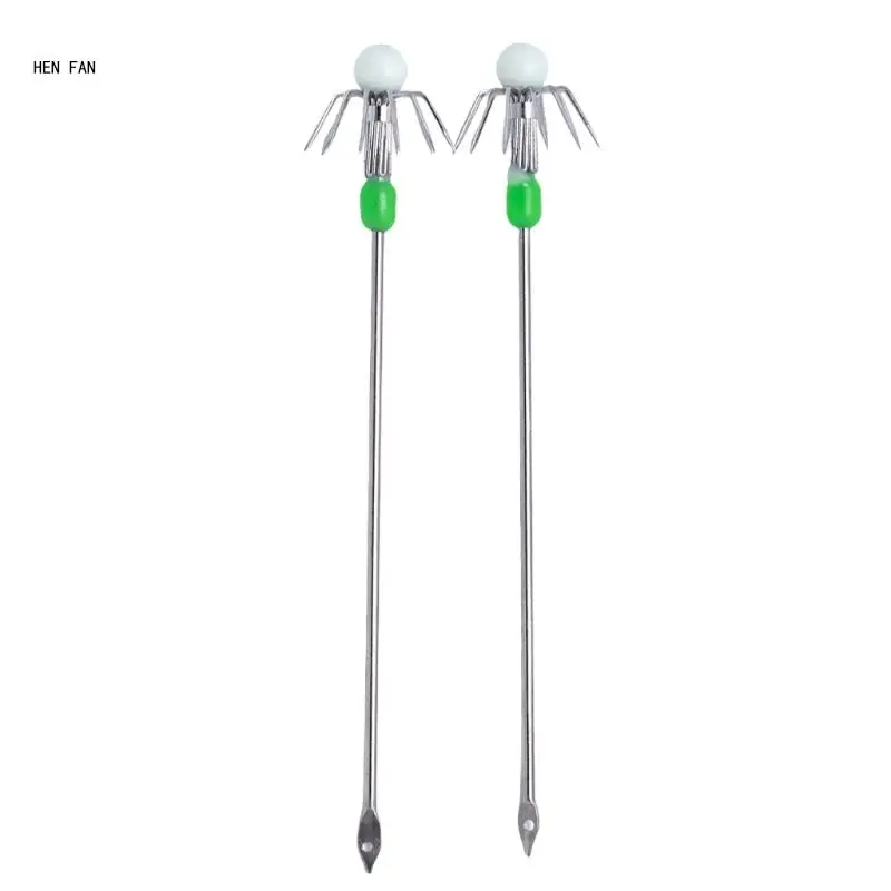 2Pcs Double/Single Layer Squid Live Shrimp Hook Luminously Squid Hook Octopuses Fishing Hook for Outdoor Fishing M89D