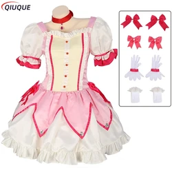 Kaname Madoka Cosplay disfraz peluca Anime Puella Magi Madoka Magica vestido de baile rosa uniforme de fiesta de Halloween traje para mujer chica