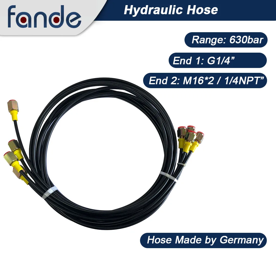 

FANDE Hydraulic Pressure Hose 63MPa G1/4'' M16*2 NPT1/4'' Internal Thread and Custom Connector