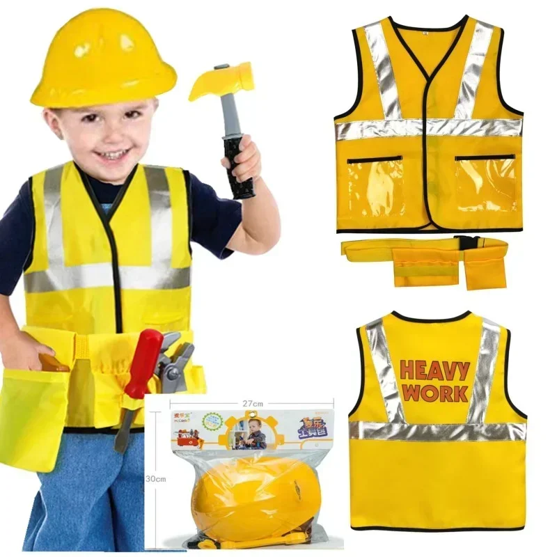

2026 Children Party Game Gift Builder Cosplay Costumes Hat Set Role Playing Career Costumes Heavy Worker Dress Up