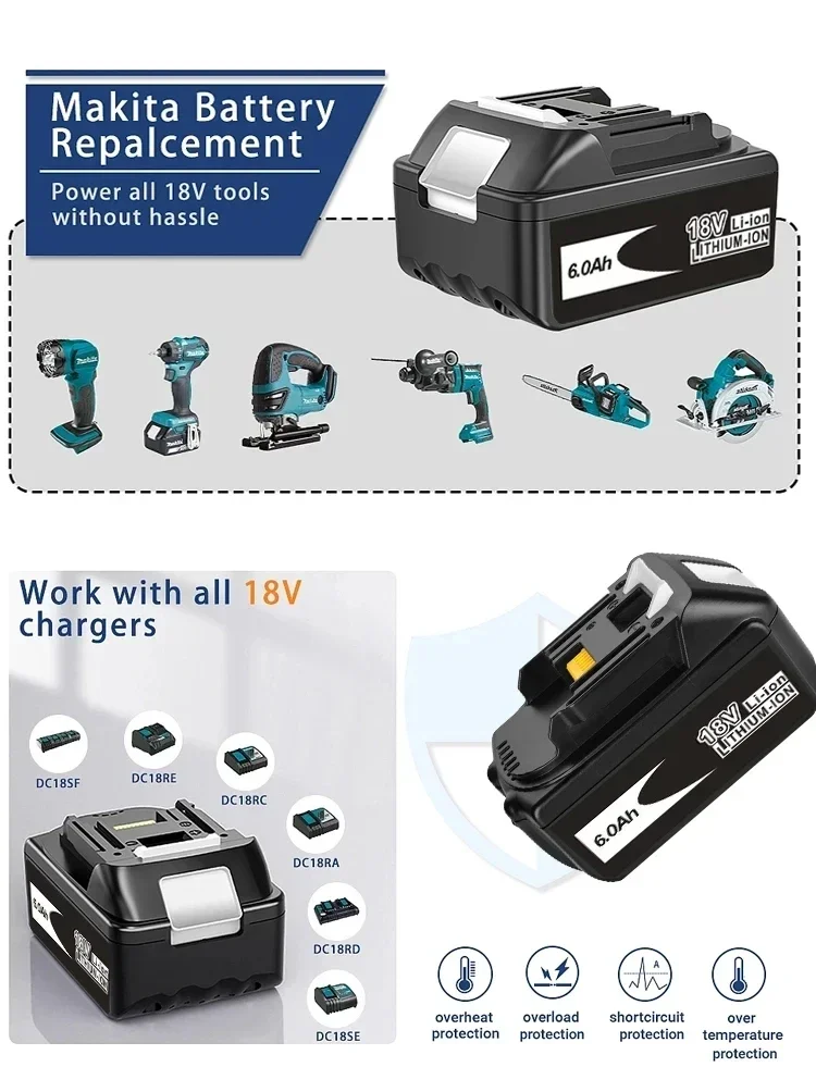 18V 12.0Ah for Makita Original With LED lithium ion replacement LXT BL1860B BL1860 BL1850 Makita rechargeable power tool battery