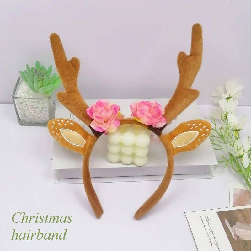 

Christmas Headband Realistic Reindeer Horn Headband Cute Animal Ear Headband Photography Prop Headwear Christmas Decoration