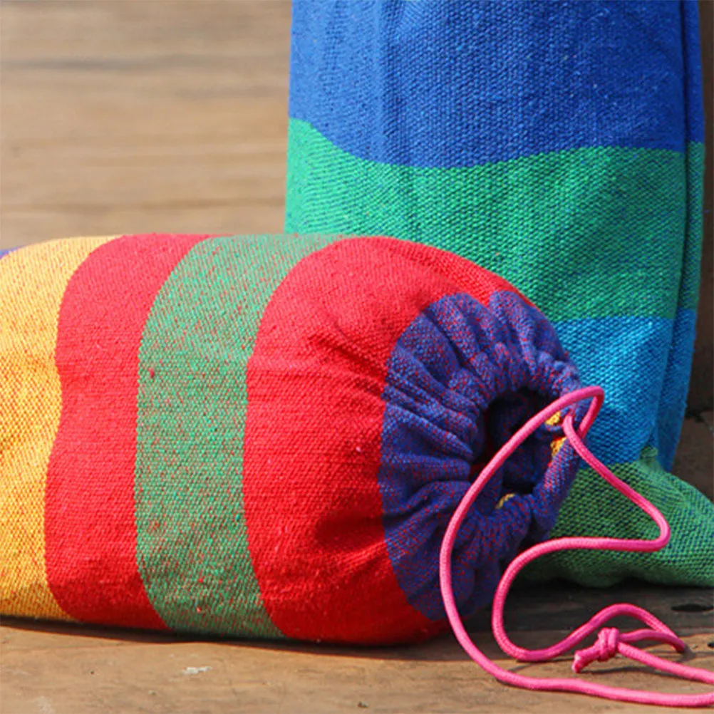 

1Pcs Double Thickened Canvas Hammock 280x150cm Blue Rainbow Design Lightweight Portable Outdoor Camping Travel Relaxing Gift