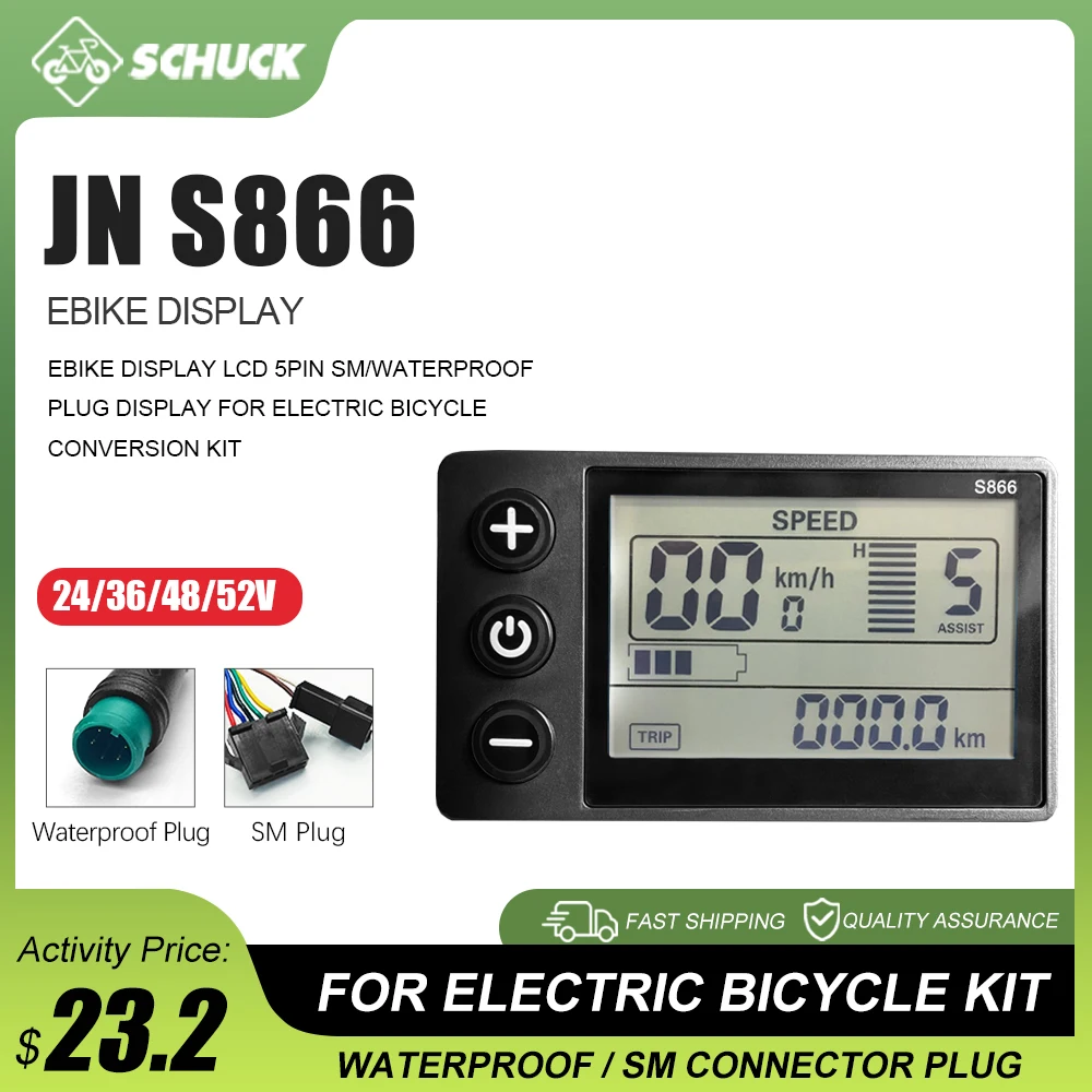 

Electric Bicycle Display LCD S866 24V 36V 48V 60V Intelligent Display with 5+2Pins SM/Waterproof Plug for 3MO/JN controller Kit