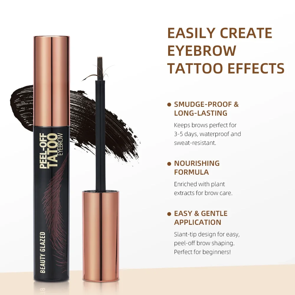 BEAUTY GEGLAZUURD 3-kleuren Langdurige waterdichte Peel-Off Tattoo Wenkbrauwgel Semi-permanente natuurlijke wenkbrauw