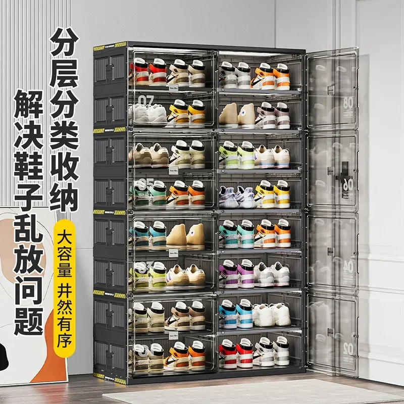 Shoe Cabinet Door Household Multi-Layer Simple Shoe Rack Transparent Shoe Box Storage Box Folding Racks Home Shoes Storage