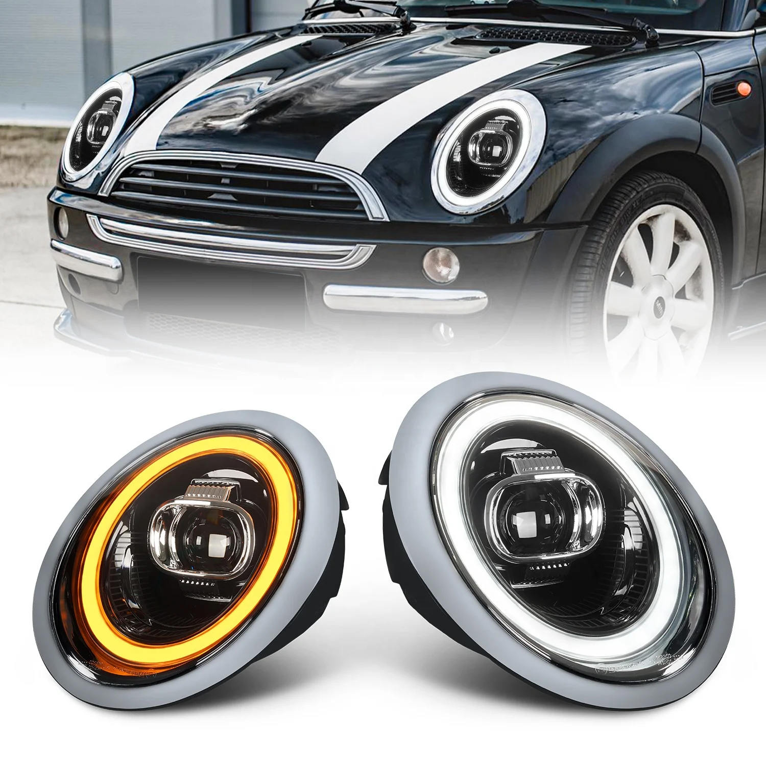 Archaic New LED Headlight for Mini Cooper 2001-2007 R50 R52 R53 1st Gen MINI CooperS R50 Head Lights Front Lamp