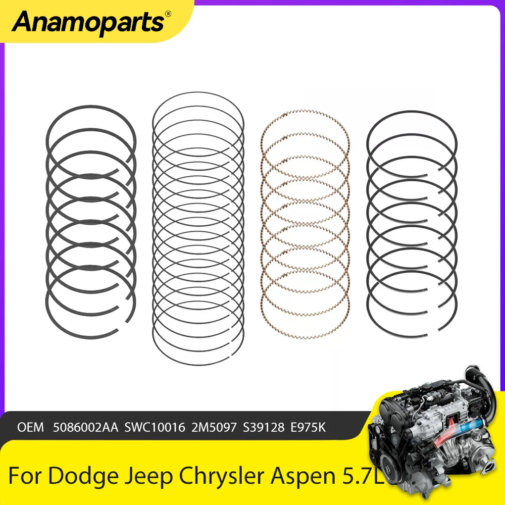 

Engine Parts Piston Rings Kit STD Fit 5.7 L Gas For Dodge Ram Durango Jeep Commander Chrysler Aspen 300 5.7L 2003-2008 5086002AA