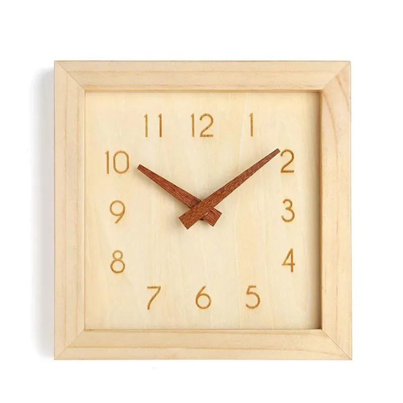 

Silent Clock 3d Creative Square Wall Watches Home Decor Duvar Saati Gift FZ749 Double-sided Wood Wall Clock Modern Living Room