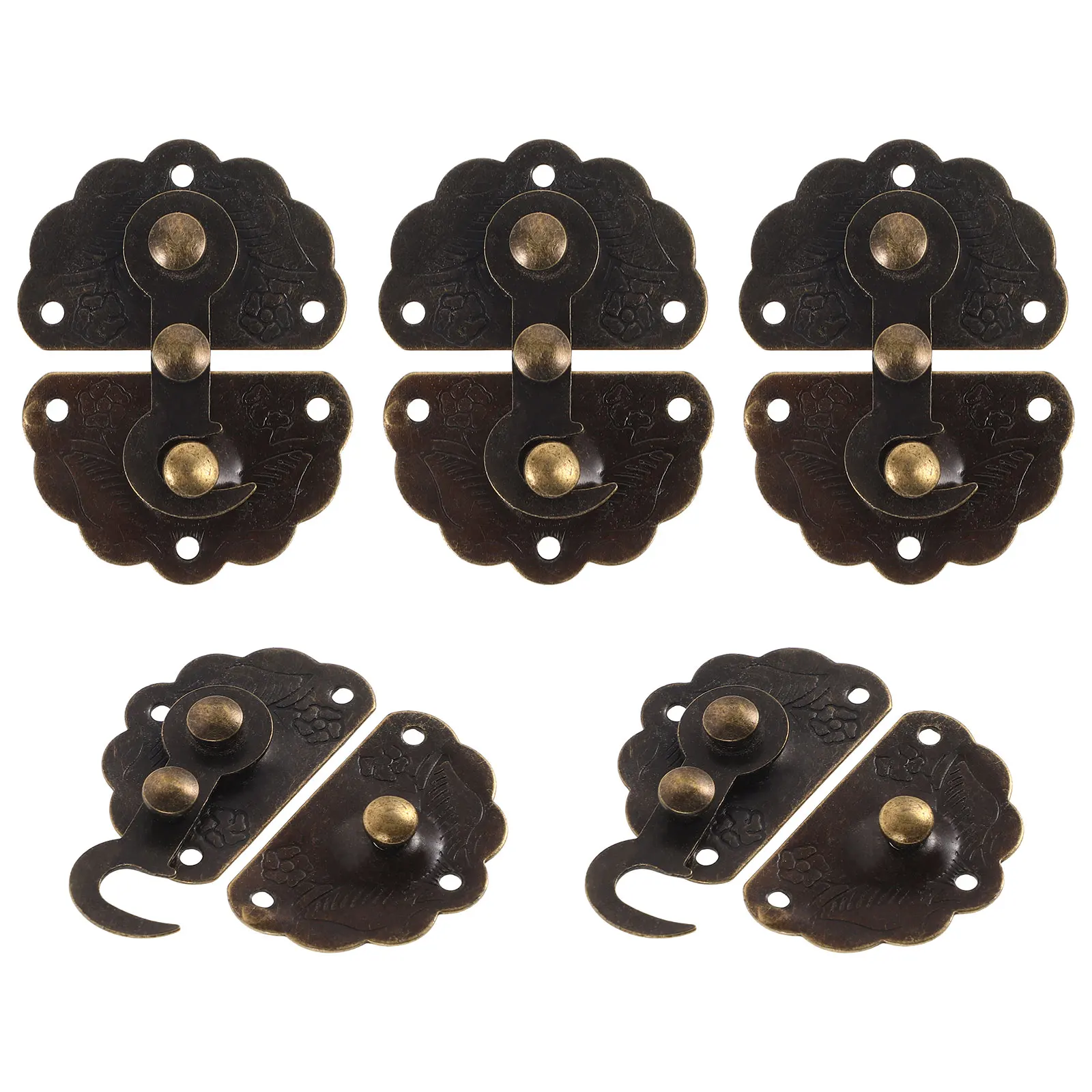 

5pcs Wooden Box Padlock Small Hasp Latch Metal Buckle Gift Cabinet Jewelry Boxes Clasp Lock Storage Copper Vintage