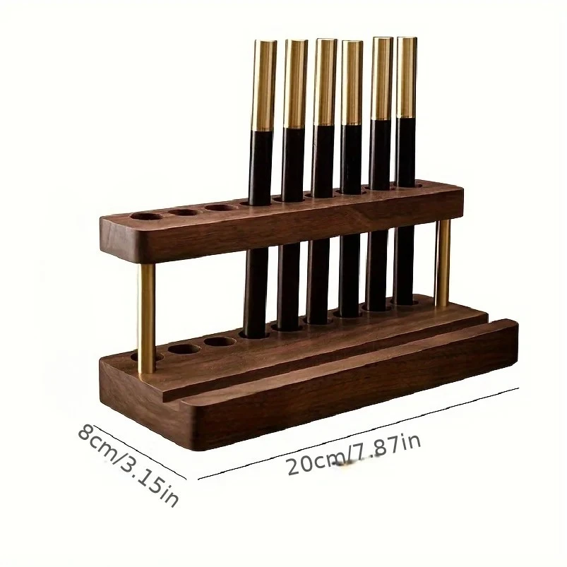 1PC Walnut Wood Multifunction Desk Organizer - Pen Holder, Phone Stand & Storage Solution for Office and School