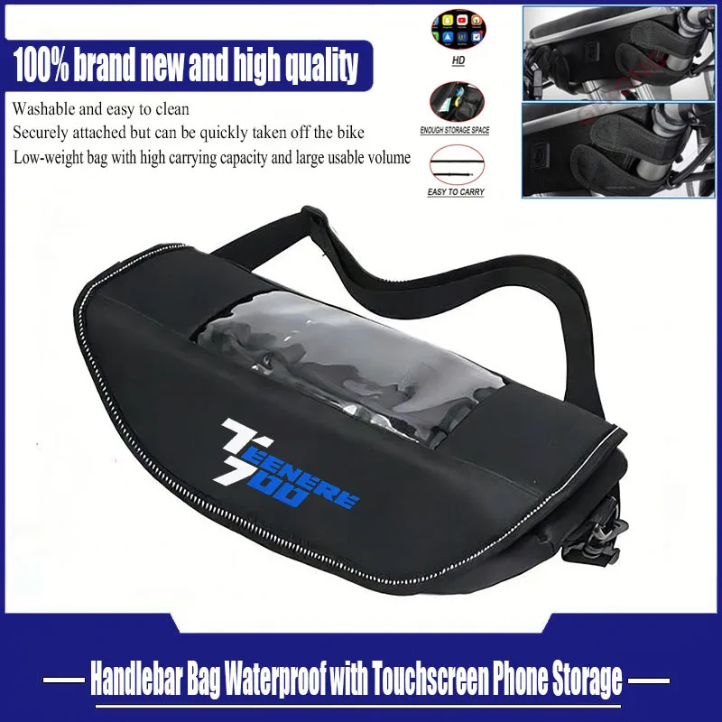 

For Yamaha Tenere 700 T7 XTZ700 2019 2020 2021 2022 2023 2024 Universal Motorcycle Handlebar Bag with Touchscreen