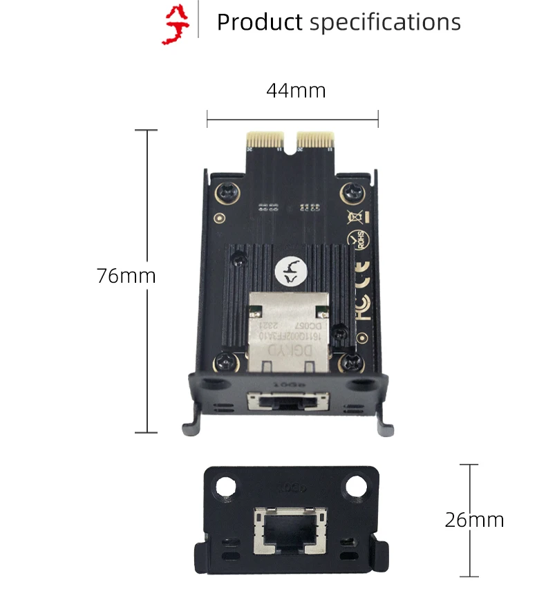 Imagem -03 - Xikestor Pcie Mini Placa de Rede 10gbe Rj45 Módulo de Atualização de Rede Adequado para Servidores de Synologia Compacta Ds923 Mais Ds723 Mais Rs422 +