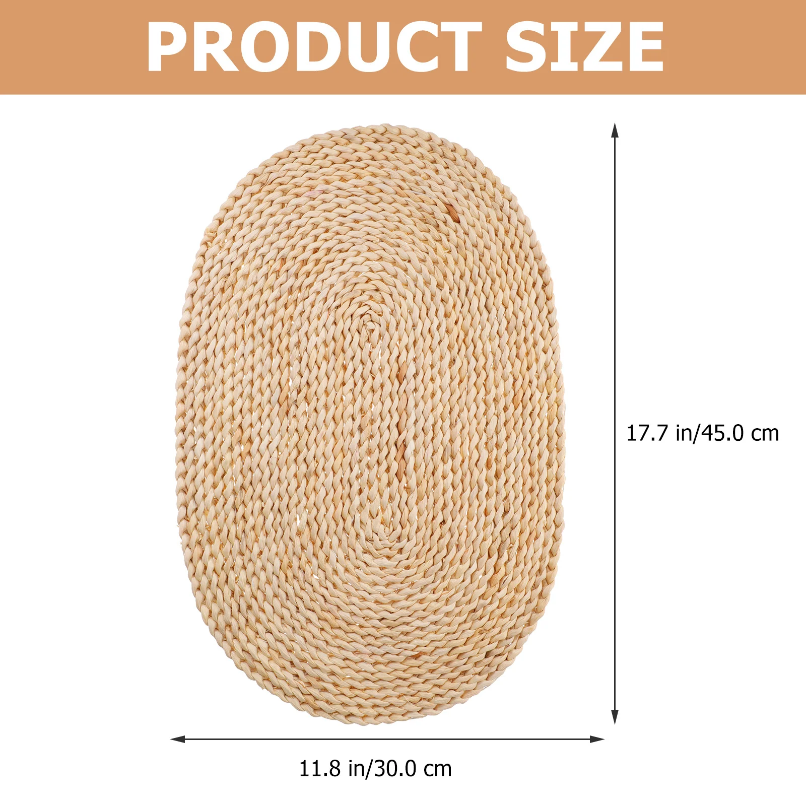 مفارش كبيرة منسوجة من القش، مفرش طاولة مضفر، شكل بيضاوي ريفي، طاولة طعام مقاومة للحرارة، حصيرة مكان مزخرفة