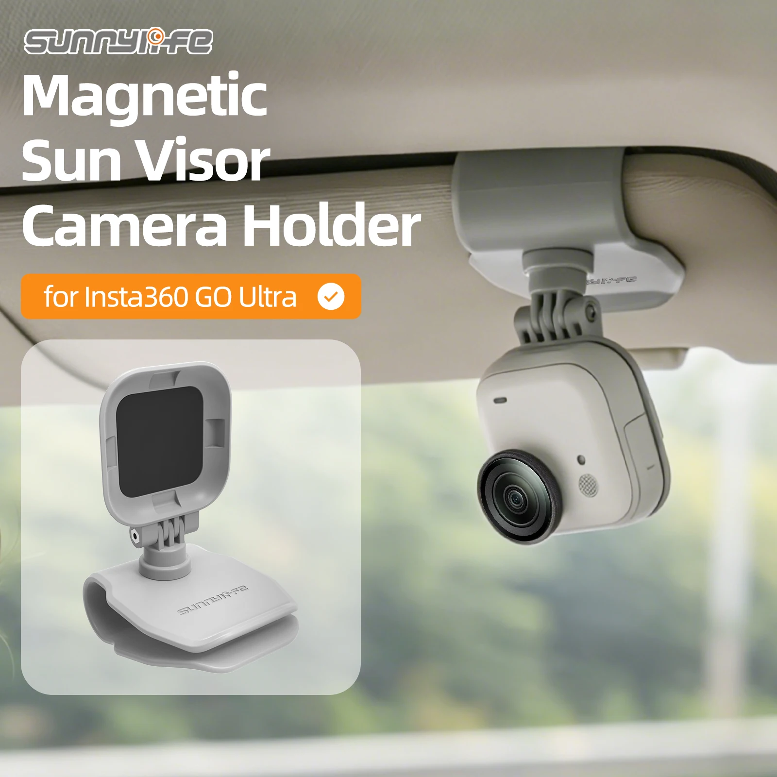 Sunvisor Clip For Insta360 GO Ultra Magnetic Bracket Car Sunvisor Fixing Clip camera parts