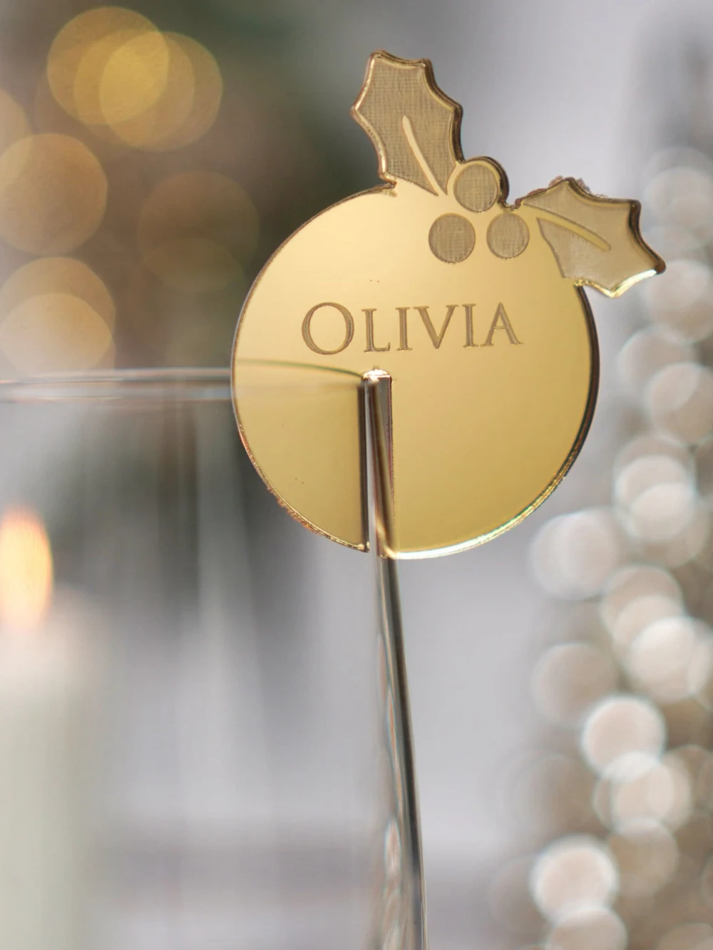 10/20/50pcs Personalized Christmas Drink Tags Wine Glass Markers Acrylic Name Place Cards Table Decorations Holiday Dinner Party