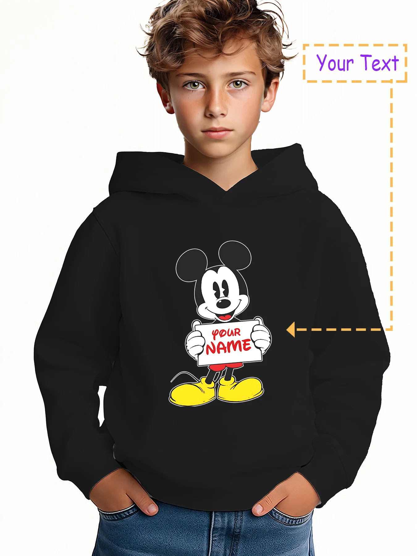 

MINISO Custom Mickey Mouse Hoodie for Boys - The Mickey Mouse Hoodie is customizable with your name for a truly interactive look