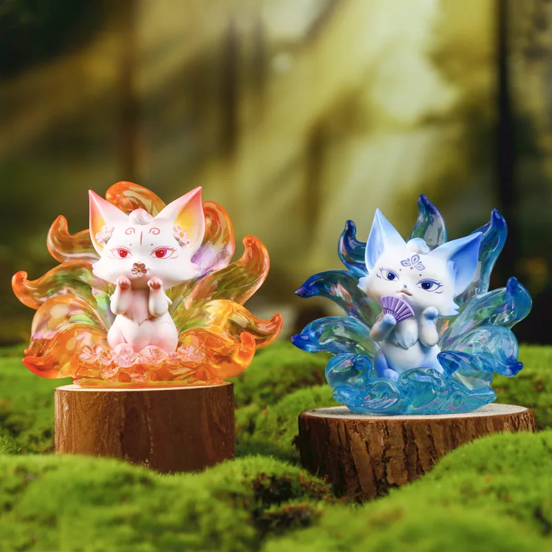 2026 جديد شانهاي الثعلب حافة المد اللعب صندوق أعمى الإنترنت المشاهير دمية سطح المكتب زخرفة تسعة الذيل الثعلب الراتنج زخرفة #4