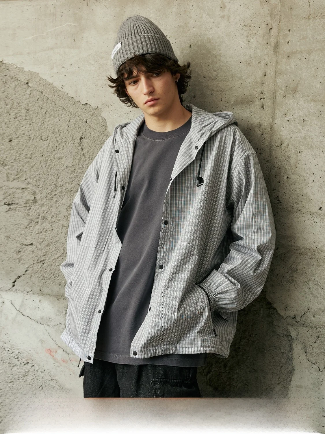 

Куртка LAPRIMA в клетку с молнией по бокам, капюшоном, свободного кроя, молодежный тренд, осенняя, длинная, повседневная, классическая, стильная