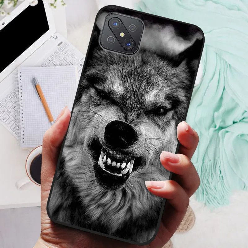 For OPPO Reno 4Z 5G Reno4Z CPH2065 Case Black Cover Lion Wolf Silicone Soft Back Cases For OPPO Reno4 Z A92s Case Protective