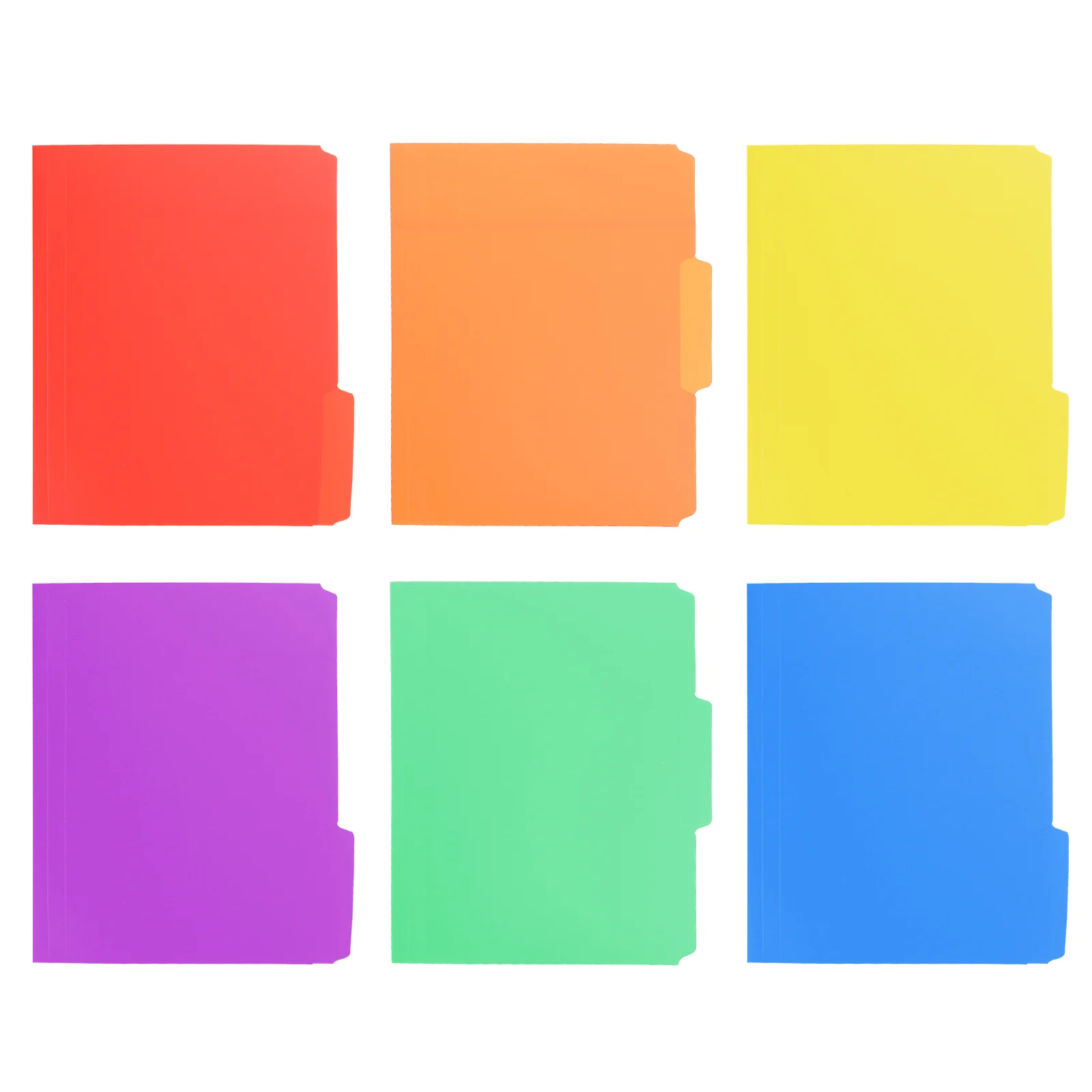 6 Pcs Folder Plastic Folders File Office Document Colored Organizer Simple Filer Testing Paper