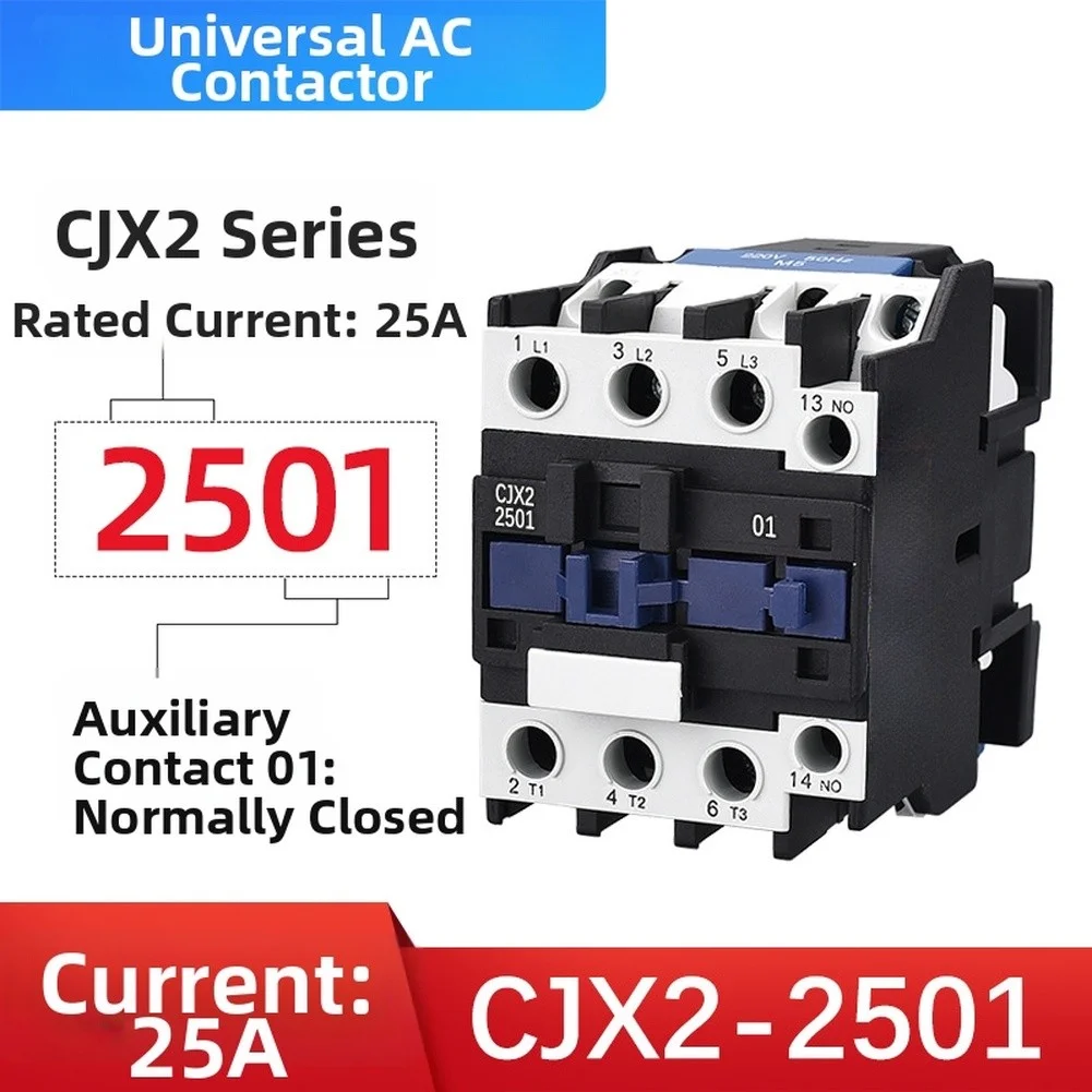 Three Pole AC Contactor CJX2-1810 220V 18A 50 60Hz With 1NO Auxiliary Contact For Industrial Motor Control Electrical Supplies