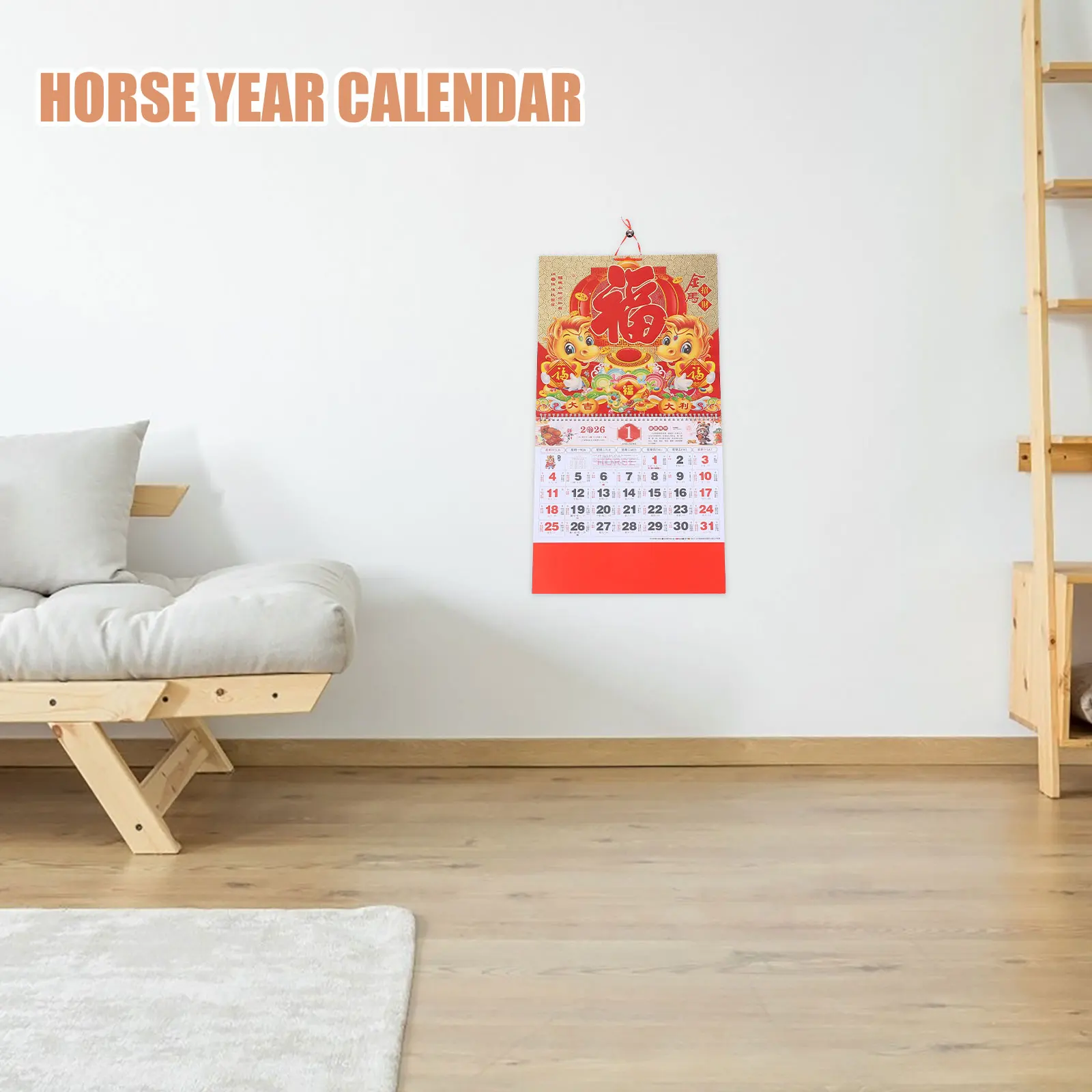

Year of The Horse Calendar Chinese Lunar Daily Wall Hanging for Desk Office Annual Calendars New Themed Products