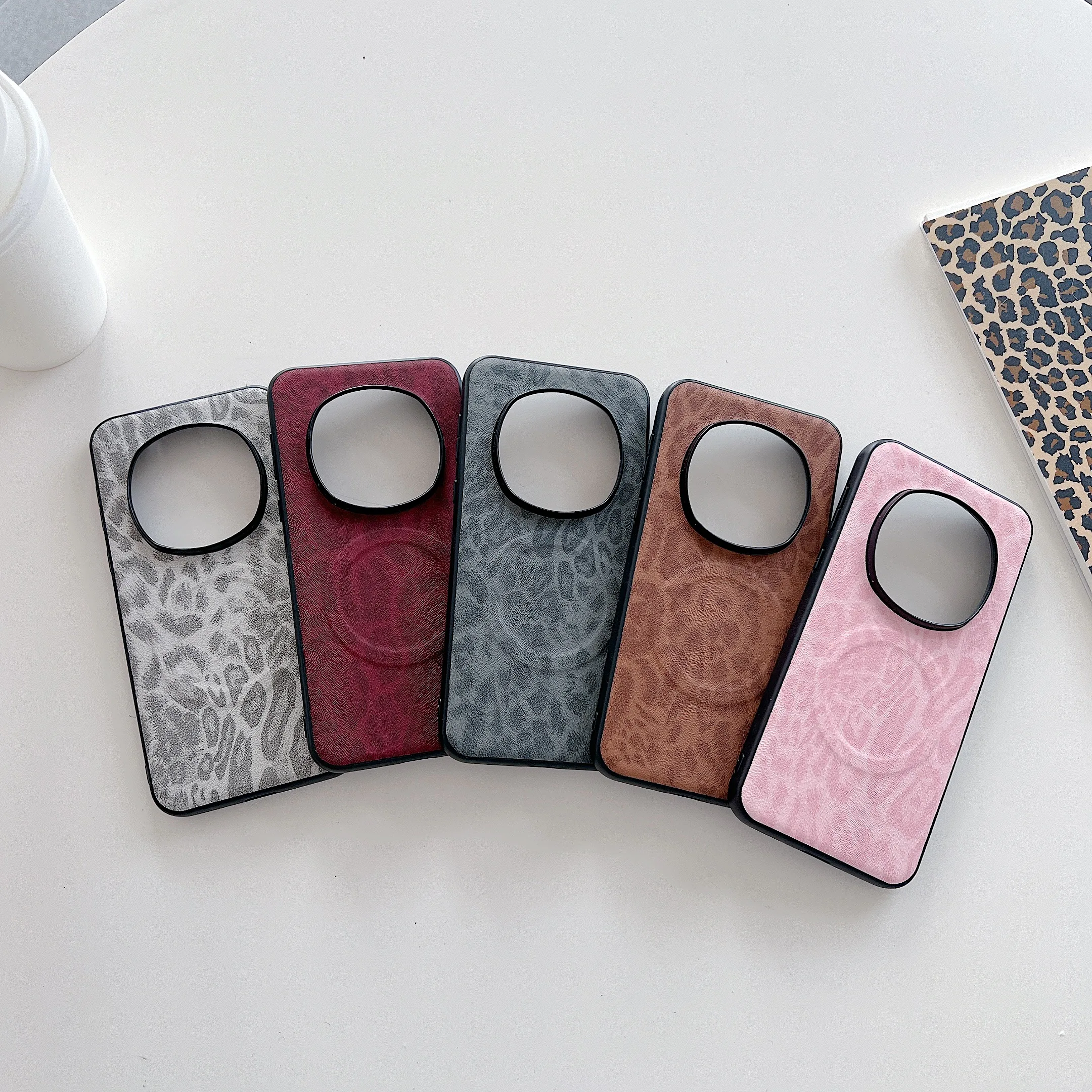 Wireless Charging Magnetic Leopard Pattern Leather Case For Honor Magic 7 Pro Magic6 Pura 70 Ultra, Slim Matte Hard Phone Cover