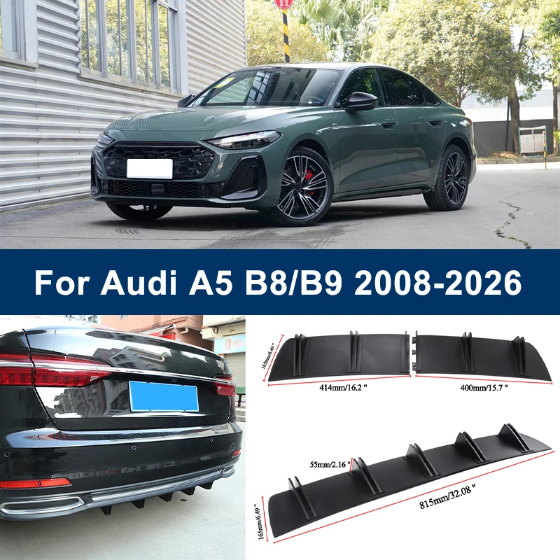 

2-Segment Shark Fin Rear Diffuser For Audi A5 B8 B9 2008-2026 2009 2010 Rear Bumper Lip Splitter Chassis Spoiler Tuning Parts