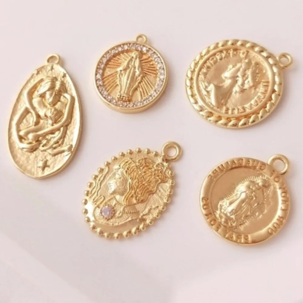 

1 шт. медные подвески 14 К золотого цвета в европейском и американском стиле ретро портретная золотая монета Королева Мария Аватар ключица ожерелье кулон