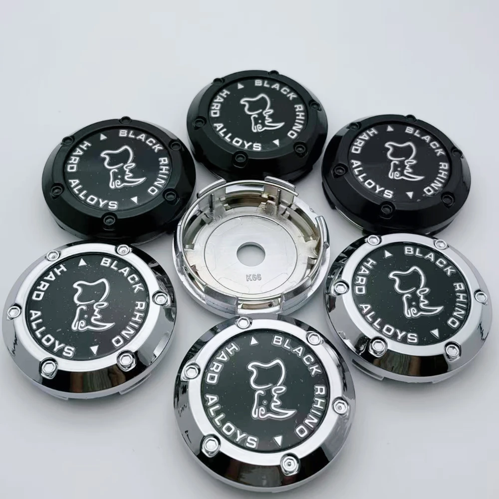 

4pcs 66mm 62mm Car Wheel Center Caps With Black Rhino Logo Emblem Badge Rims Hubcaps Wheel Hub Center Dust Cover Car Accessories