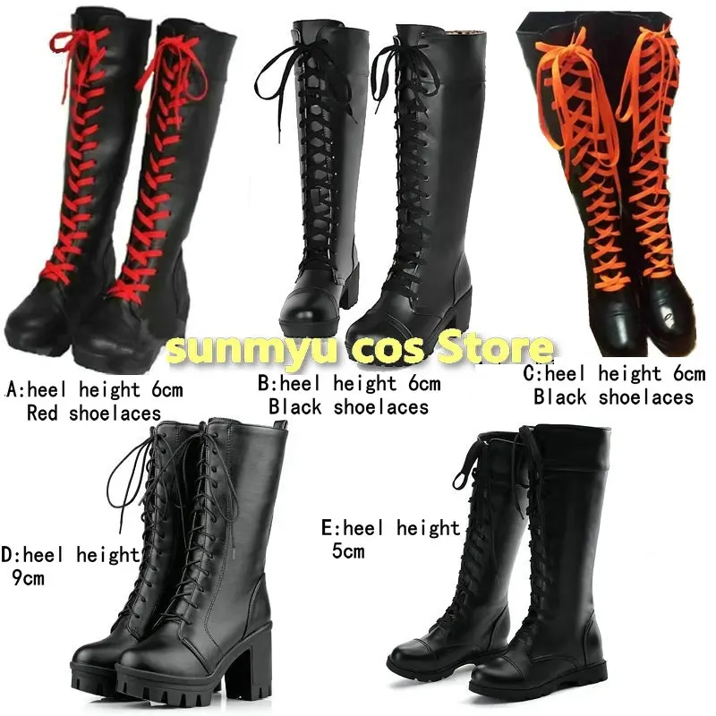 

Высокие сапоги с плетеными шнурками на толстой подошве, обувь для косплея, индивидуальный размер