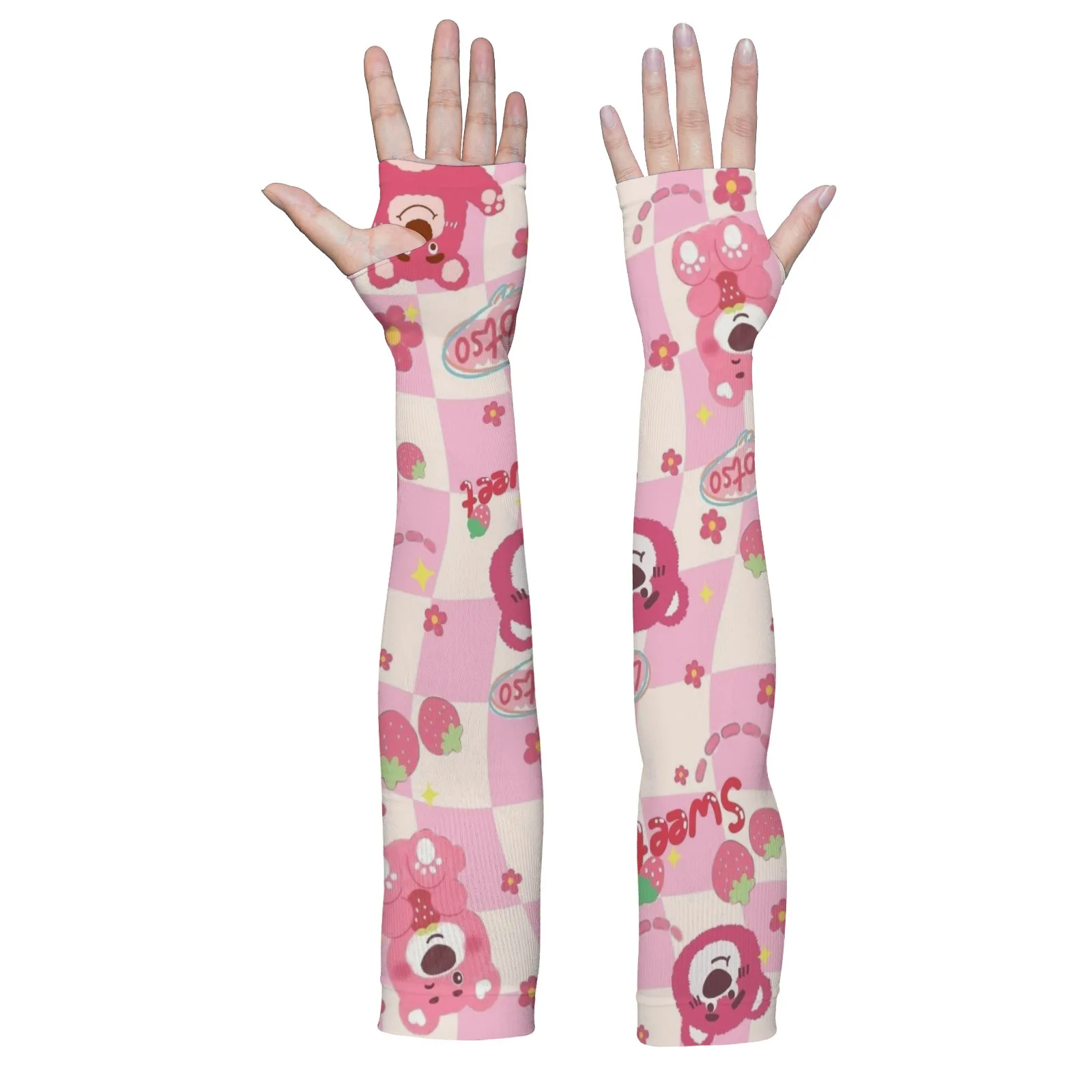 

Рукава с мультяшным принтом «клубничный медведь» — розовые, уютные, дышащие, с защитой от ультрафиолета для ежедневных и приключений на открытом воздухе