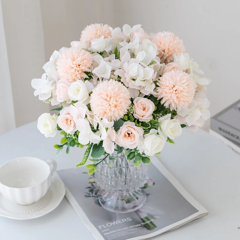 1/3 stücke 29CM Seide Rose Chrysantheme Bouquet Künstliche Blumen Hochzeit Outdoor Garten Bogen Wohnkultur Weihnachten Kranz Zubehör