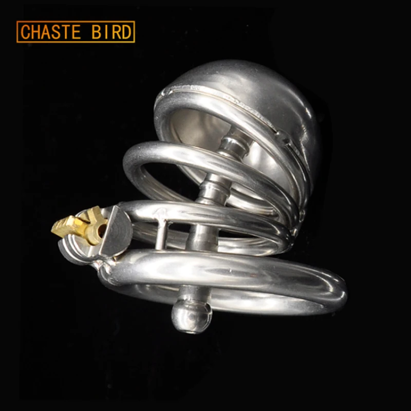 Chaste Bird Stainless Steel Male Chastity Device with Catheter,Cock Cage,Virginity Lock,Penis Ring,Penis Lock,Adult GameA219